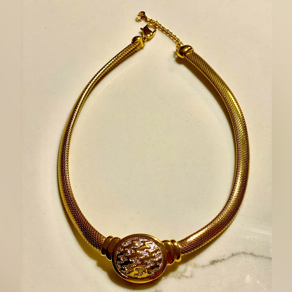 Christian Dior Vintage gold plated statement adjustable necklace